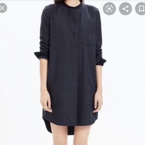 Madewell Wool Blend Shirtdress Charcoal Grey